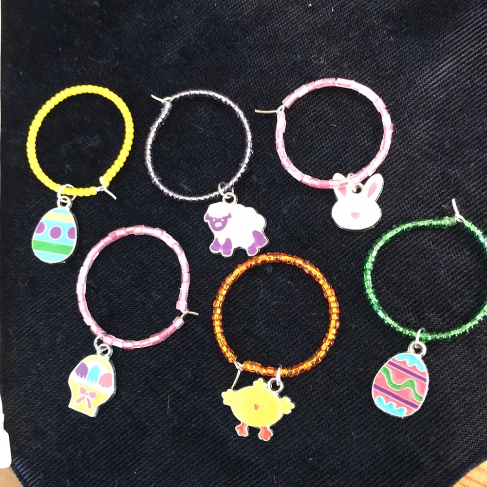 Set of 6 Easter wine charms